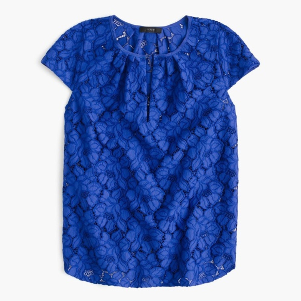 CAP-SLEEVE FLORAL LACE TOP